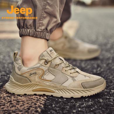 Jeep/吉普新款轻便防滑户外登山软底耐磨休闲中年爸爸运动鞋P330912133