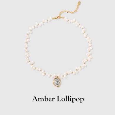安铂洛利天然珍珠项链女许愿币吊坠轻奢百搭气质串珠锁骨链ABL2306291090