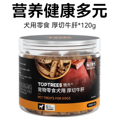 Toptrees/领先宠物狗狗零食牛肝片小型犬训狗奖励磨牙棒营养食品120g