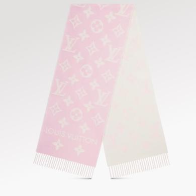 【支持购物卡】Louis Vuitton 路易威登粉色羊毛提花织纹围巾M77729 节日礼物生日礼物