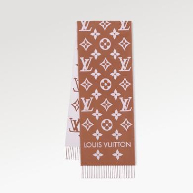 【支持购物卡】Louis Vuitton 路易威登浅褐色羊毛提花织纹围巾M78935 节日礼物生日礼物