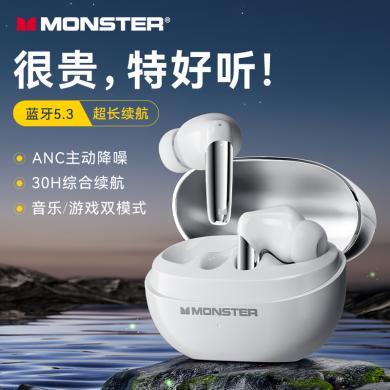 魔声（Monster）GT12pro蓝牙耳机真无线ANC主动降噪运动跑步华为苹果小米vivo通用蓝牙耳机