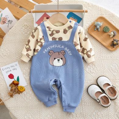 Peninsula Baby婴儿衣服加厚秋冬婴儿连体衣小熊背带新生儿衣服婴儿服装宝宝衣服