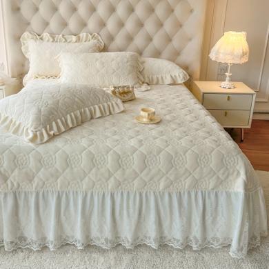 DREAM HOME 床上用品冬季牛奶绒夹棉花边床盖保暖床单加厚床单加绒床单单件保暖盖毯子多功能LED