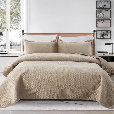 DREAM HOME 床上用品秋冬水晶绒夹棉线条纯色床盖加厚床单加绒床单单件多功能床盖毯子ENH
