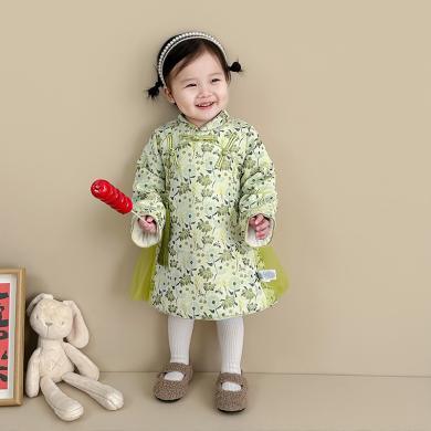 Peninsula Baby加厚加绒汉服女童冬装新年衣服儿童中国风女孩衣服过年宝宝拜年服周岁礼服