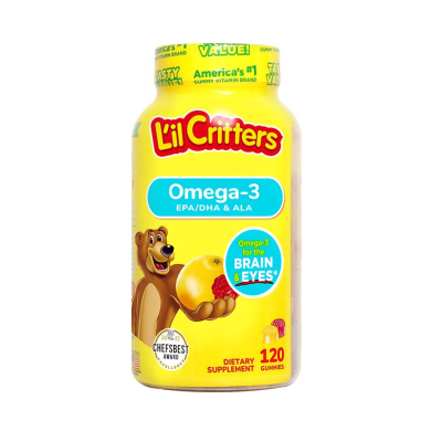 【支持购物卡】美国L'il Critters丽贵 儿童DHA鱼油丽贵小熊糖120粒 鱼油软糖Omega-3