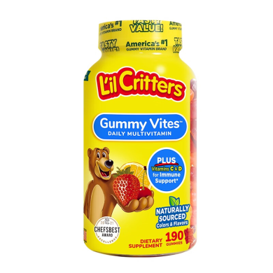 【支持购物卡】美国L'il Critters丽贵 儿童复合维生素软糖190粒/瓶 丽贵小熊综合维生素小熊糖