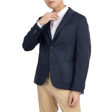 【支持购物卡】Zegna/杰尼亚 男士时尚潮流格纹羊毛混纺西装外套香港直邮