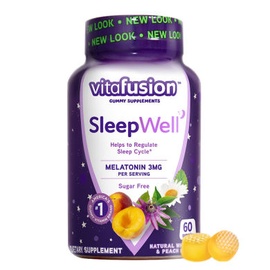 【支持购物卡】美国Vitafusion 褪黑素睡眠软糖60粒/瓶  sleep well 成人失眠倒时差