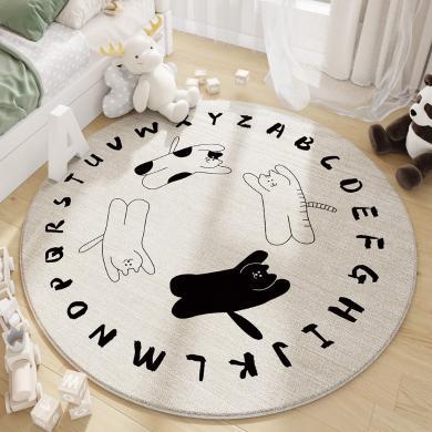 【4个尺寸可选】大江卡通熊猫卧室圆形地毯地垫可爱儿童房爬爬垫ins家用客厅茶几毯64DE