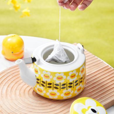 共禾京品黄色小鸭联名款陶瓷茶具一壶两杯