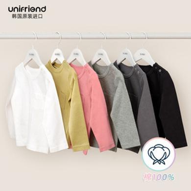 UNIfriend韩国儿童打底衫秋冬中小童圆领女童上衣男女童长袖T恤