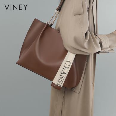 Viney托特包包女新款单肩包牛皮大容量质感手提包女包90659