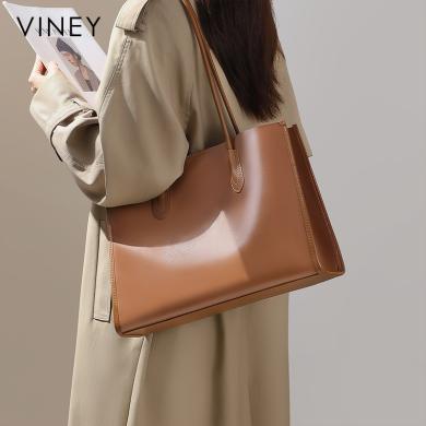 Viney包包女新款托特包大包质感单肩包大容量牛皮女包6626