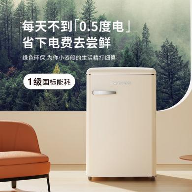 大宇（DAEWOO）106L复古冰箱 家用小型独立冰箱106L 办公室迷你冰柜 BC-106DYA 奶油白