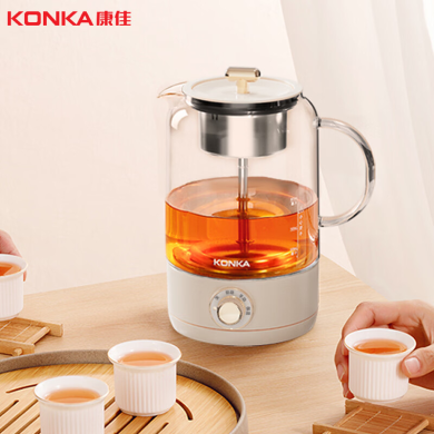 康佳（KONKA） 煮茶器蒸汽喷淋玻璃壶电热水壶电煮茶壶全自动智能保温泡茶养生壶钮保温款 KCT-ZD10(S)
