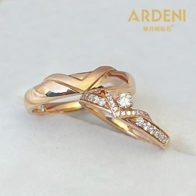 雅丹妮珠宝18k玫瑰金钻石情侣对戒订婚结婚爱之冠冕戒指
