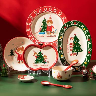 摩登主妇原创新年礼物餐具陶瓷饭碗盘子家用2024新款可爱碗碟套装