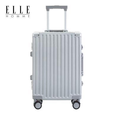 ELLE HOMME新款防摔抗压铝框旅行箱万向轮拉杆箱海关密码锁24寸行李箱