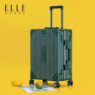 ELLE HOMME复古风防摔抗压铝框箱旅行箱大容量26寸行李箱