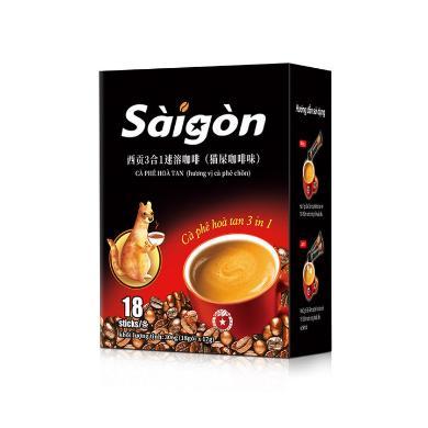 西贡猫屎咖啡味17g*18条盒装越南进口速溶咖啡粉306克M