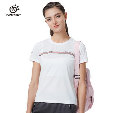 TECTOP/探拓夏季户外女款速干T恤舒适透气轻薄休闲运动圆领短袖T恤