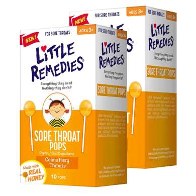 【支持购物卡】【2盒】美国LittleRemedies 润喉止咳蜂蜜棒棒糖10支/盒 儿童糖果零食