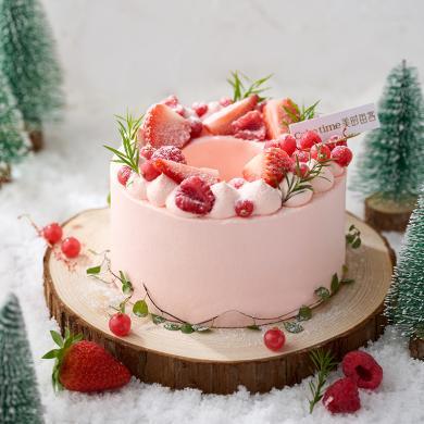 仅限深圳 美时每客 香莓飘雪 草莓树莓红加仑水果蛋糕丨低卡糖动物奶油