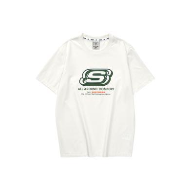 Skechers Logo字母图案印花圆领短袖T恤 男女同款L223U162