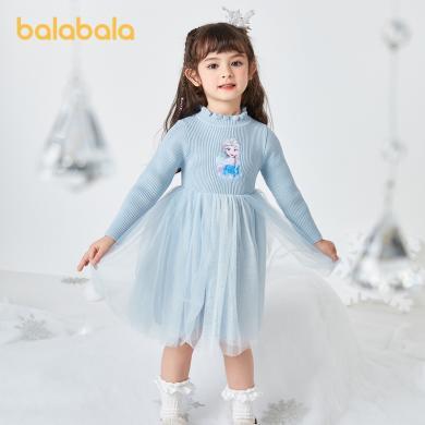 巴拉巴拉女童连衣裙小童宝宝公主裙冬装童装儿童裙子厚 208422111002