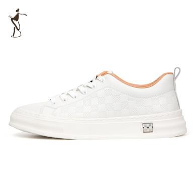 才子男鞋休闲白色板鞋新款透气软底时尚潮流运动跑步小白鞋HG2269