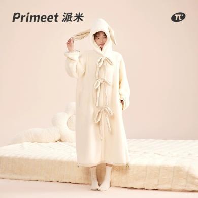 派米 白色睡衣女珊瑚绒可爱甜美睡裙冬季新款外穿保暖小众设计感家居服 AC12001