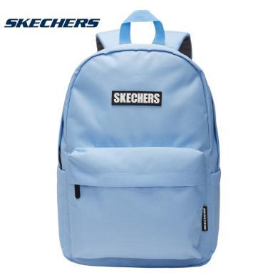 Skechers斯凯奇男女休闲背包时尚蓝色纯色学生旅游外出户外双肩包SL319U033