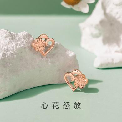 璇玑公主新款爱心耳钉纯银ins小众高级感森系花朵耳环时尚小清新耳饰