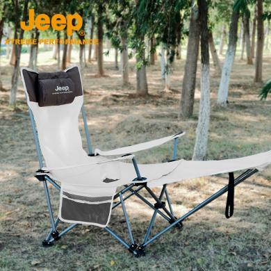 【加粗加厚钢管】Jeep/吉普户外折叠椅便携躺椅大容量侧兜露营椅子P313078105