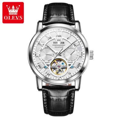 瑞士品牌欧利时(OLEVS)手表男士商务镂空多表盘全自动机械表陀飞轮防水正品时尚腕表
