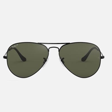 【支持购物卡】雷朋（RayBan）飞行员系列男女同款黑色镜框墨绿色偏光镜片太阳镜0RB3025-002/58