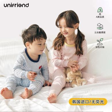 unifriend韩国儿童睡衣春季新款卡通套装长袖空调服修身A类