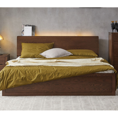 优家工匠 实木床现代简约小户型卧室橡木双人床储物贝里床 可置物矮箱体