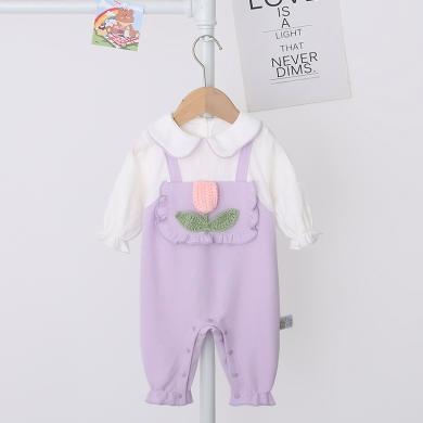 Peninsula Baby春装新款婴儿连体衣长袖女宝宝衣服小花朵新生儿衣服