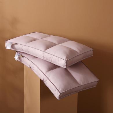 DREAM HOME 全棉60S贡缎六宫格分区定型绗缝羽丝绒枕头护颈枕芯单人舒适枕 WOL