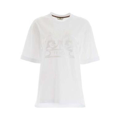 【支持购物卡】Fendi 芬迪  女士棉质印花图案时尚休闲短袖T恤  香港直邮