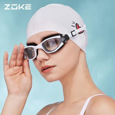 zoke洲克防水防雾泳镜高清女装备成人大框训练竞速温泉游泳眼镜622501104