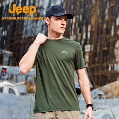 Jeep/吉普男士莫代尔短袖圆领大码衣服户外吸湿透气T恤男亲肤弹力J322094526