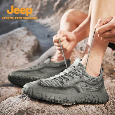 Jeep/吉普男士机能风时尚休闲鞋户外透气网面登山旅游轻便徒步鞋P321091222
