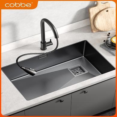 卡贝304不锈钢水槽洗菜盆大单槽厨房菜盆洗碗槽池台下盆纳米手工