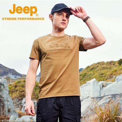 Jeep/吉普男士凉感快干T恤户外休闲透气短袖圆领高弹力男装上衣J322094517