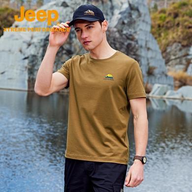 Jeep/吉普冰丝T恤男款薄款降温凉感湿透气速干衣圆领跑步健身短袖J322094516