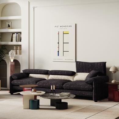 意式极简简约现代布艺沙发意式极简小户型客厅创意设计师纳图兹